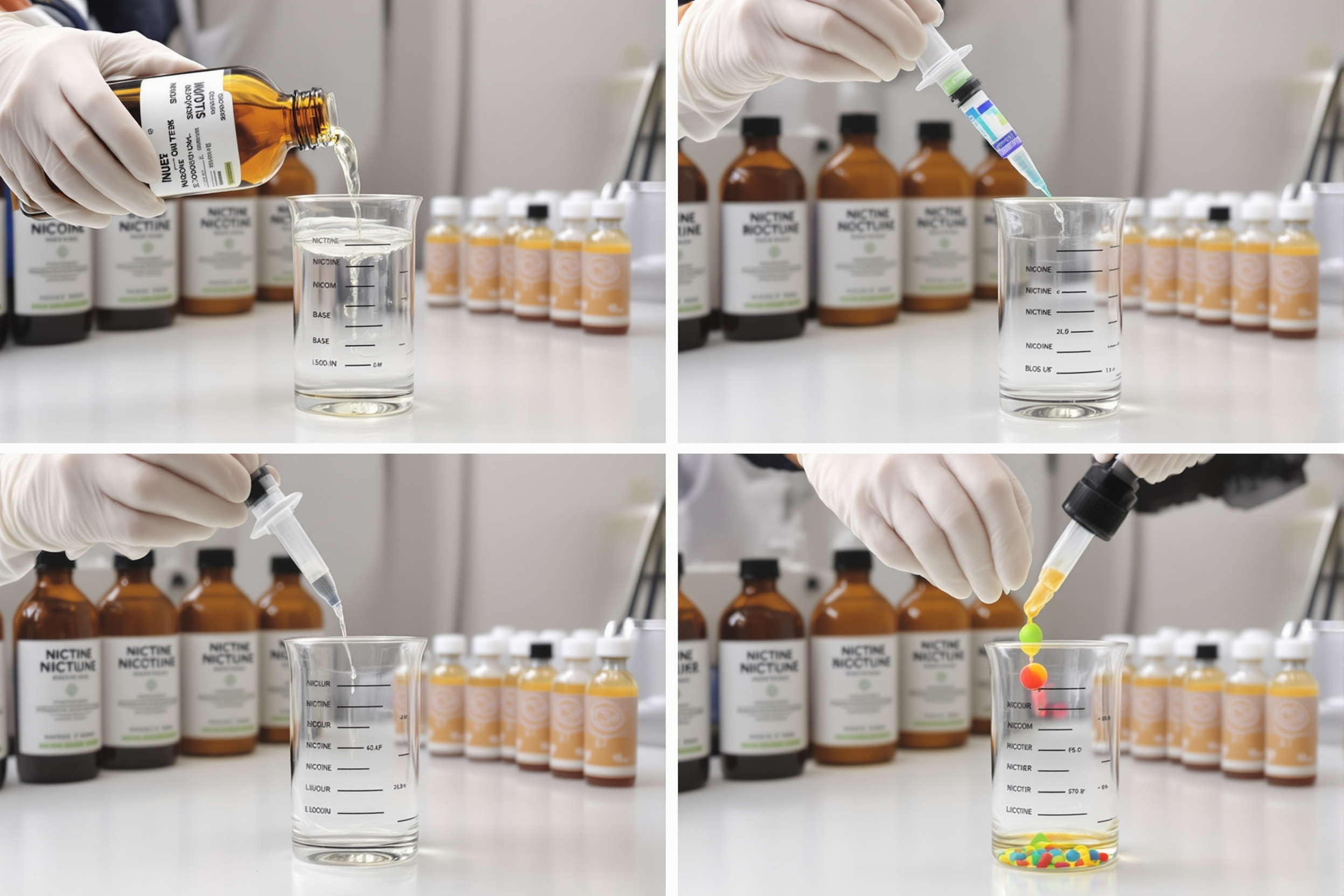 Étapes de préparation DIY avec booster nicotiné