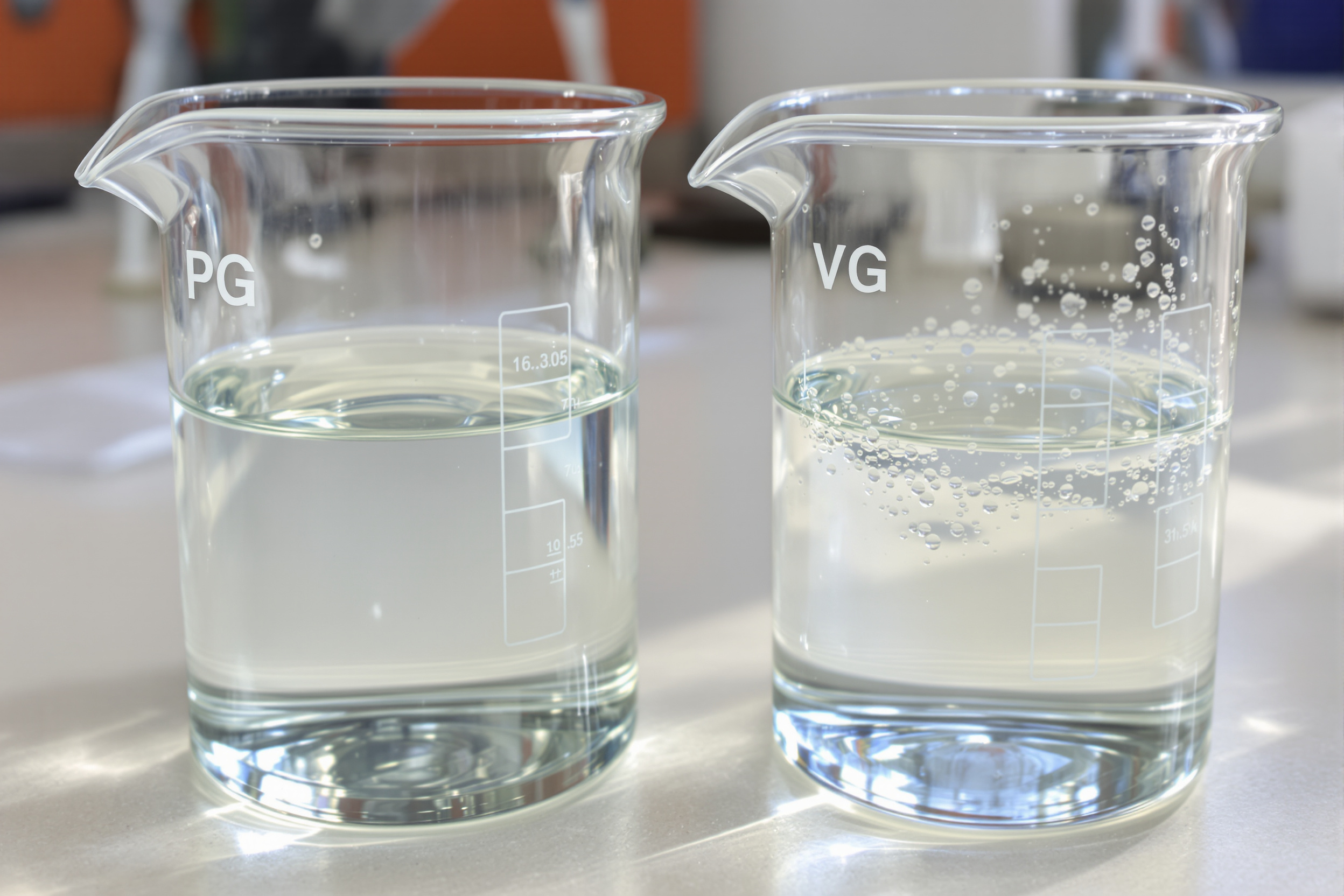 Comparaison visuelle PG et VG pour dosage DIY