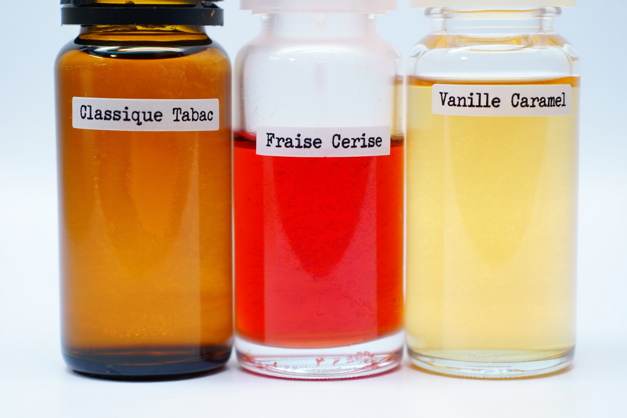 Trois saveurs e-liquide