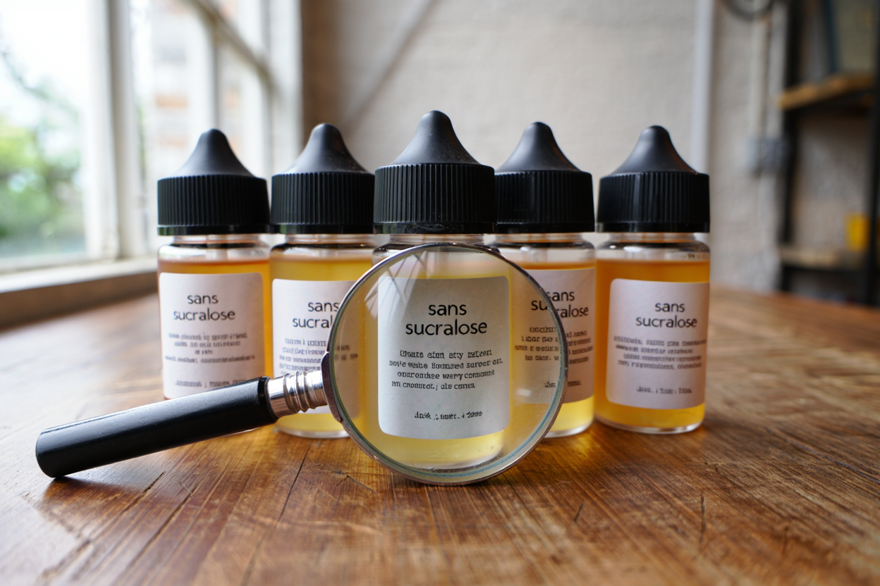 Étiquettes d'e-liquides sans sucralose